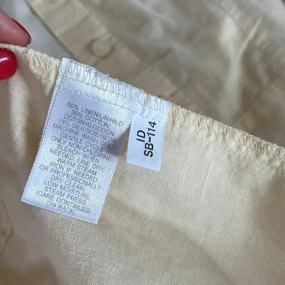 Susan Bristol Casuals Linen Patchwork Yellow Button Down - Picture 7 of 8